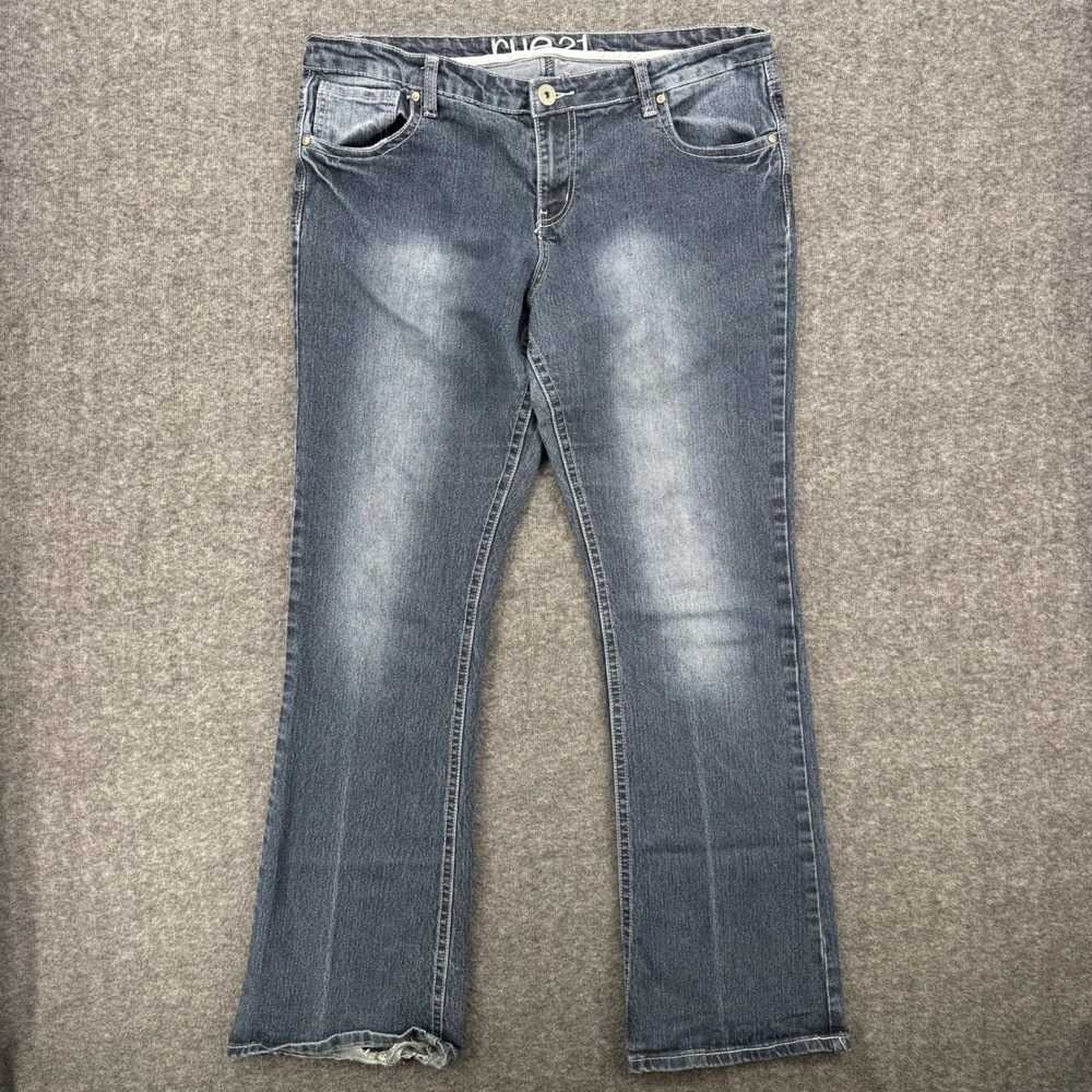 Rue21 Womens Dark Wash Bootcut Jeans Embroidered Flap Pocket Blue Size 13/14